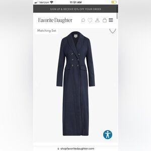 Favorite Daughter The Simon Coat, NWT, Small Navy Pinstripe